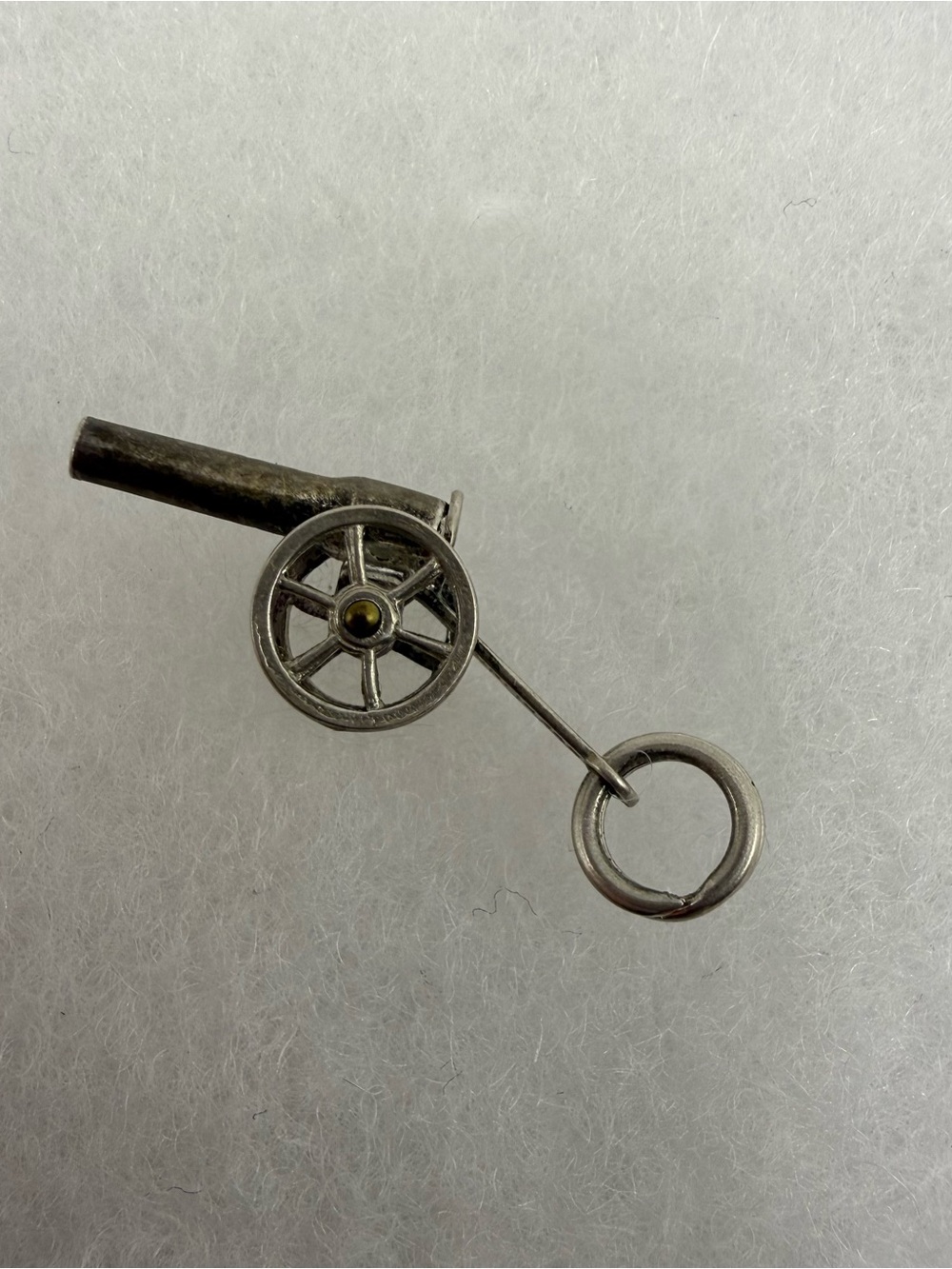 Vintage Sterling Silver Charm Military Cannon Pendant -articulated